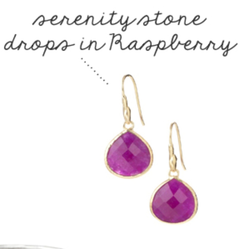 :: Stella & Dot Serenity Raspberry Drop Earrings - Picture 2 of 8